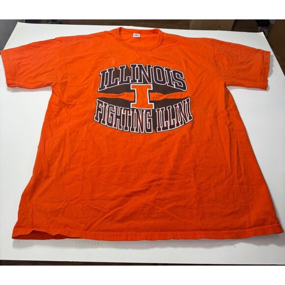 Illinois Fighting Illini Russell Athletic T-Shirt XL Orange 100% Cotton - Picture 6 of 8